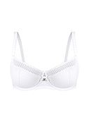 Classic bra, partially sheer cups, light pattern